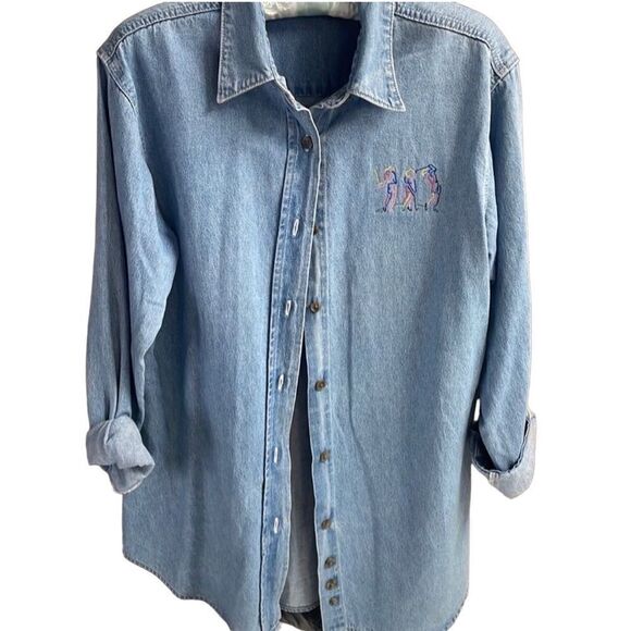 Three River Lady GolfLong Sleeve Button Up  Jean Shirt Jacket , Size L - Picture 1 of 6